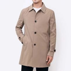 Autumn Casual Loose Design Business Medium Length Trench Coat For Men