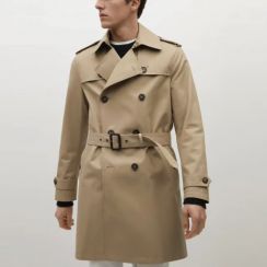 2 Pcs Mens Autumn Medium Long Trench Coat