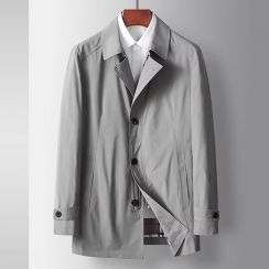 2 Pcs Autumn New Business Mens Slim Fit Trench Coat