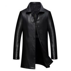 2 Pcs Mens Medium PU Leather Trench Coat